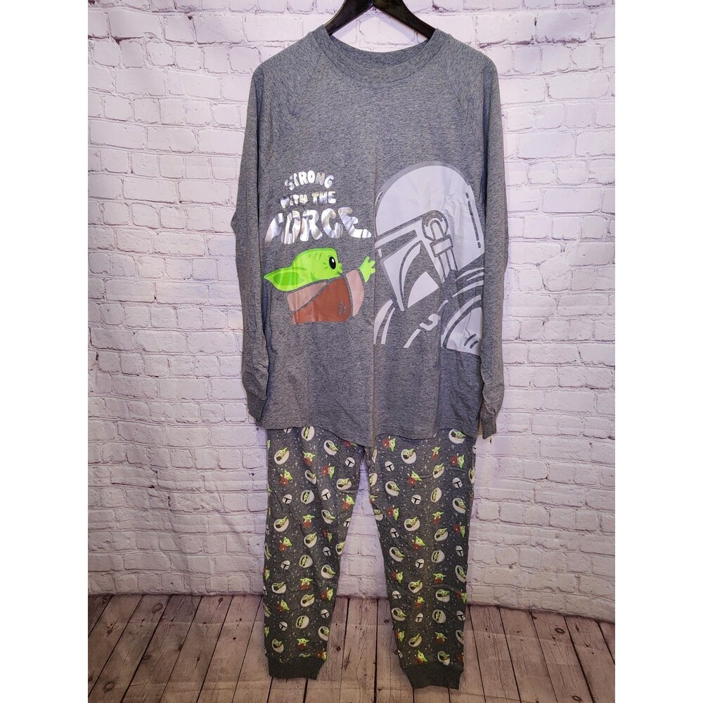 Disney Star Wars The Mandalorian Grogu Strong With The Force Pajama Set Adult LG